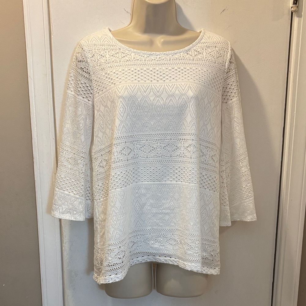 Dana Bachman Small White Lace Top 26-113-1